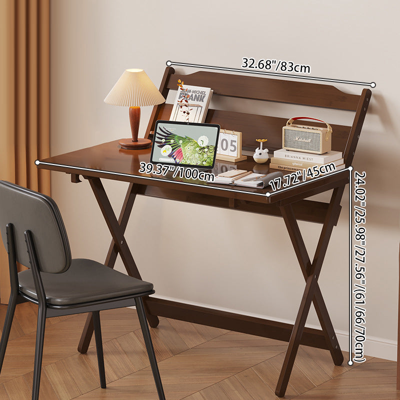 Traditional Chinese Bamboo Foldable Rectangular Desk - 1-Tier Office Desk for Bedroom