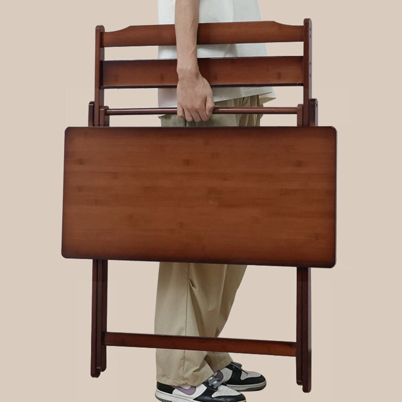 Traditional Chinese Bamboo Foldable Rectangular Desk - 1-Tier Office Desk for Bedroom