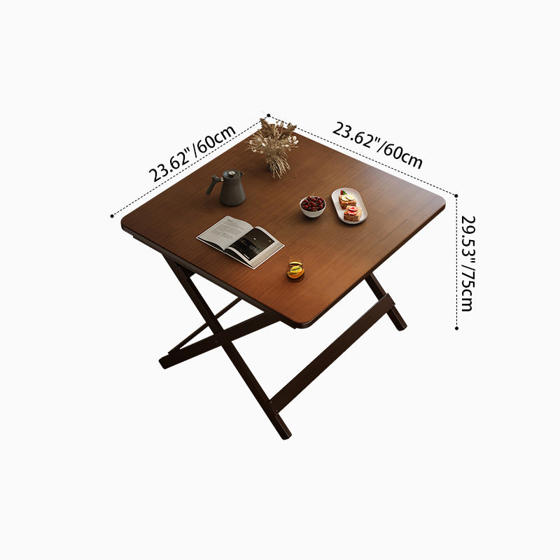 Modern Minimalist Rubberwood Foldable Dining Table - Rectangular, 1-Tier Design for Dining Room