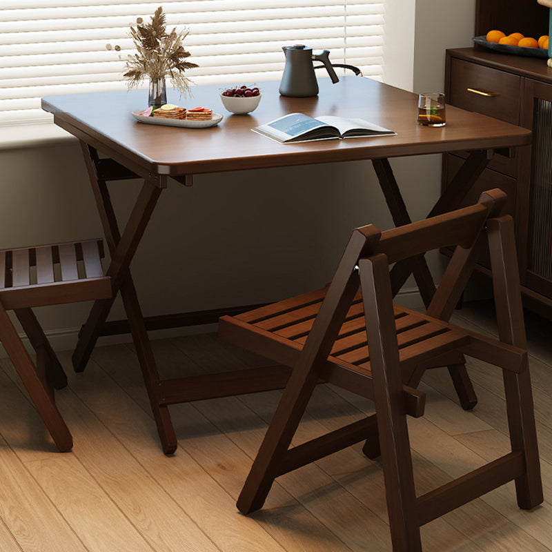 Modern Minimalist Rubberwood Foldable Dining Table - Rectangular, 1-Tier Design for Dining Room