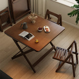 Modern Minimalist Rubberwood Foldable Dining Table - Rectangular, 1-Tier Design for Dining Room