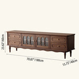 Elegant Traditional French Black Walnut Wood Curved-Front TV Stand with 4 Drawers for Living Room