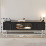 Traditional French-Style Engineered Wood TV Stand with Stainless Steel and Glass, Cylindrical-Rectangular Design, 2 Drawers for Living Room