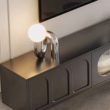 Traditional French-Style Engineered Wood TV Stand with Stainless Steel and Glass, Cylindrical-Rectangular Design, 2 Drawers for Living Room
