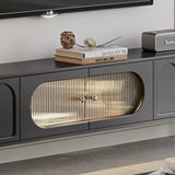 Traditional French-Style Engineered Wood TV Stand with Stainless Steel and Glass, Cylindrical-Rectangular Design, 2 Drawers for Living Room