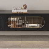 Traditional French-Style Engineered Wood TV Stand with Stainless Steel and Glass, Cylindrical-Rectangular Design, 2 Drawers for Living Room