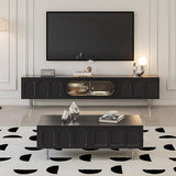 Traditional French-Style Engineered Wood TV Stand with Stainless Steel and Glass, Cylindrical-Rectangular Design, 2 Drawers for Living Room