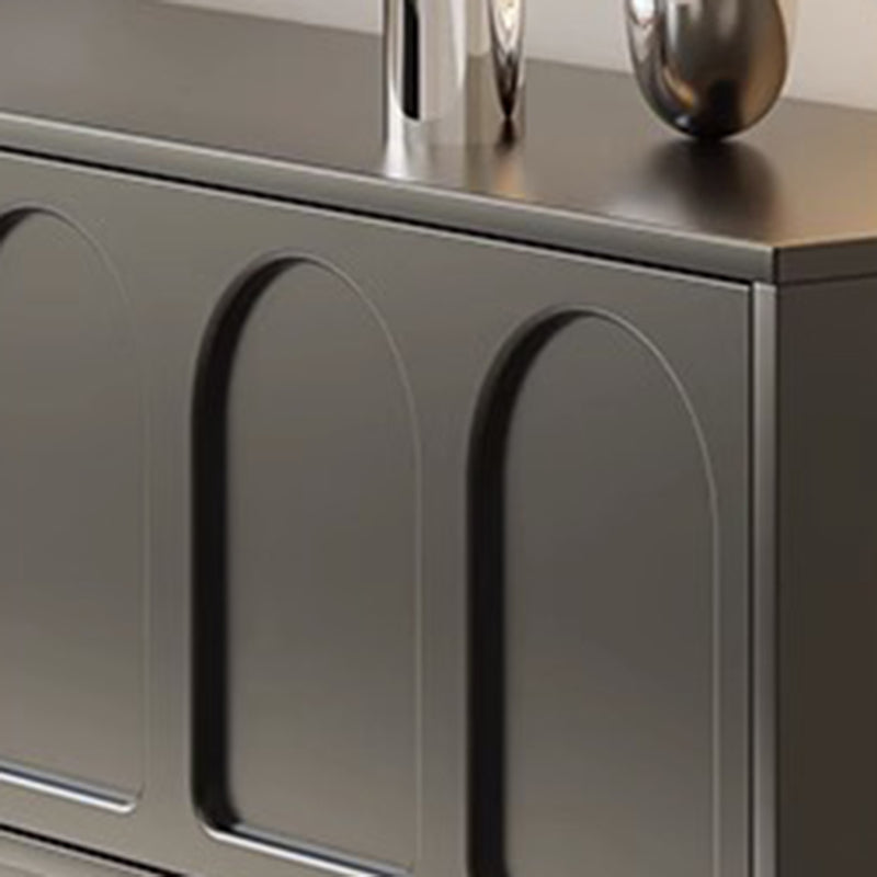 Traditional French-Style Engineered Wood TV Stand with Stainless Steel and Glass, Cylindrical-Rectangular Design, 2 Drawers for Living Room