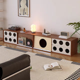 Traditional French Pine Solid Wood TV Stand with Glass Top – Multi-Layer Board, Rectangular or Round, 2 Drawers for Living Room
