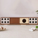 Traditional French Pine Solid Wood TV Stand with Glass Top – Multi-Layer Board, Rectangular or Round, 2 Drawers for Living Room