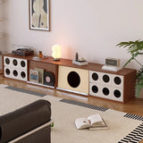 Traditional French Pine Solid Wood TV Stand with Glass Top – Multi-Layer Board, Rectangular or Round, 2 Drawers for Living Room