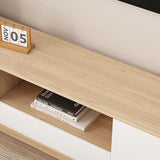 Modern Minimalist Solid Wood TV Stand – Rounded-Rectangular Design, Eco-Friendly Multi-Layer Board, 2 Storage Compartments for Living Room
