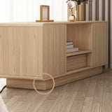 Modern Minimalist Solid Wood TV Stand – Rounded-Rectangular Design, Eco-Friendly Multi-Layer Board, 2 Storage Compartments for Living Room