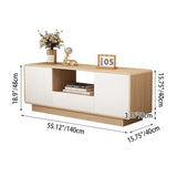 Modern Minimalist Solid Wood TV Stand – Rounded-Rectangular Design, Eco-Friendly Multi-Layer Board, 2 Storage Compartments for Living Room