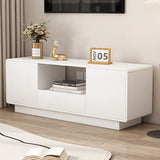 Modern Minimalist Solid Wood TV Stand – Rounded-Rectangular Design, Eco-Friendly Multi-Layer Board, 2 Storage Compartments for Living Room