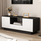 Modern Minimalist Solid Wood TV Stand – Rounded-Rectangular Design, Eco-Friendly Multi-Layer Board, 2 Storage Compartments for Living Room