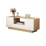 Modern Minimalist Solid Wood TV Stand – Rounded-Rectangular Design, Eco-Friendly Multi-Layer Board, 2 Storage Compartments for Living Room
