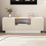 Modern Minimalist Solid Wood TV Stand – Rounded-Rectangular Design, Eco-Friendly Multi-Layer Board, 2 Storage Compartments for Living Room