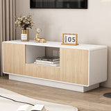 Modern Minimalist Solid Wood TV Stand – Rounded-Rectangular Design, Eco-Friendly Multi-Layer Board, 2 Storage Compartments for Living Room