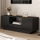 Modern Minimalist Solid Wood TV Stand – Rounded-Rectangular Design, Eco-Friendly Multi-Layer Board, 2 Storage Compartments for Living Room