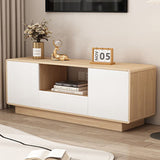 Modern Minimalist Solid Wood TV Stand – Rounded-Rectangular Design, Eco-Friendly Multi-Layer Board, 2 Storage Compartments for Living Room