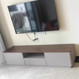 Elegant Traditional French Solid Wood TV Stand with Eco Board – Rounded Rectangular, 2–3 Drawers for Living Room