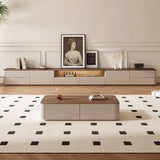 Elegant Traditional French Solid Wood TV Stand with Eco Board – Rounded Rectangular, 2–3 Drawers for Living Room