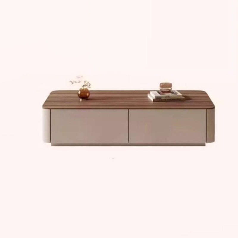 Elegant Traditional French Solid Wood TV Stand with Eco Board – Rounded Rectangular, 2–3 Drawers for Living Room
