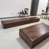 Traditional Chinese-Style Black Walnut Wood TV Stand with 4 Drawers — Rounded Rectangular Design for Living Room