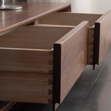 Traditional Chinese-Style Black Walnut Wood TV Stand with 4 Drawers — Rounded Rectangular Design for Living Room