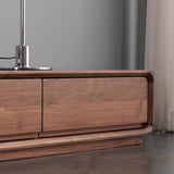 Traditional Chinese-Style Black Walnut Wood TV Stand with 4 Drawers — Rounded Rectangular Design for Living Room