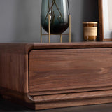 Traditional Chinese-Style Black Walnut Wood TV Stand with 4 Drawers — Rounded Rectangular Design for Living Room