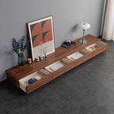 Traditional Chinese-Style Black Walnut Wood TV Stand with 4 Drawers — Rounded Rectangular Design for Living Room