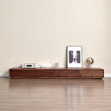Traditional Chinese-Style Black Walnut Wood TV Stand with 4 Drawers — Rounded Rectangular Design for Living Room