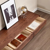 Traditional Chinese-Style Black Walnut Wood TV Stand with 4 Drawers — Rounded Rectangular Design for Living Room