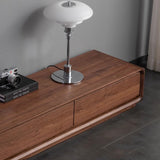 Traditional Chinese-Style Black Walnut Wood TV Stand with 4 Drawers — Rounded Rectangular Design for Living Room
