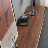 Traditional Chinese-Style Black Walnut Wood TV Stand with 4 Drawers — Rounded Rectangular Design for Living Room
