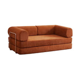 Modern Minimalist Curved Square Sofa with Stainless Steel Frame, Corduroy Upholstery, Backrest & Armrests – Perfect for Living Rooms