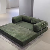 Modern Minimalist Curved Square Sofa with Stainless Steel Frame, Corduroy Upholstery, Backrest & Armrests – Perfect for Living Rooms