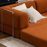 Modern Minimalist Curved Square Sofa with Stainless Steel Frame, Corduroy Upholstery, Backrest & Armrests – Perfect for Living Rooms