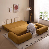 Modern Minimalist Curved Square Sofa with Stainless Steel Frame, Corduroy Upholstery, Backrest & Armrests – Perfect for Living Rooms