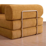 Modern Minimalist Curved Square Sofa with Stainless Steel Frame, Corduroy Upholstery, Backrest & Armrests – Perfect for Living Rooms