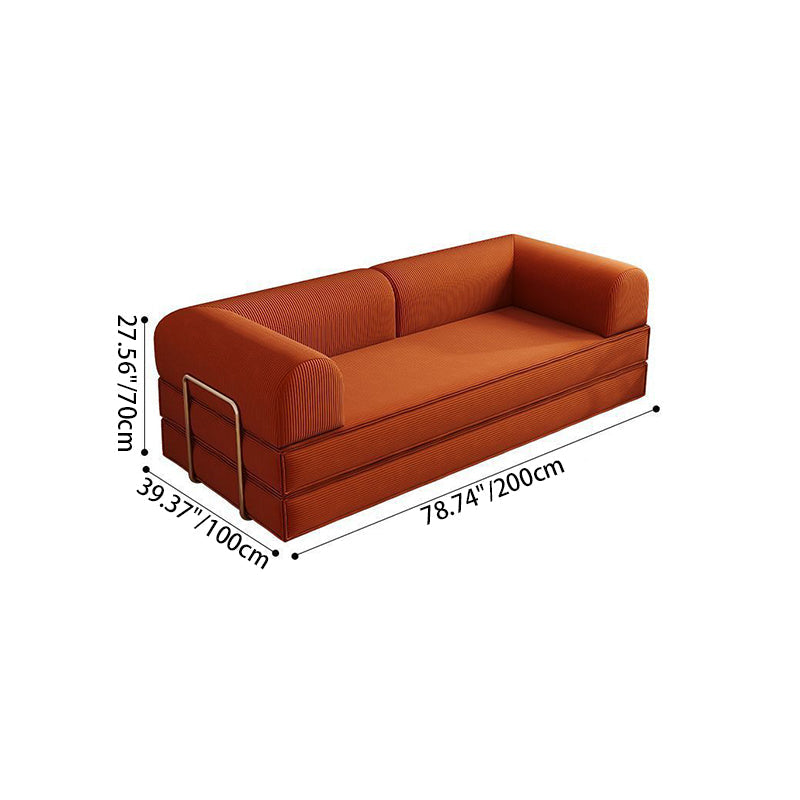 Modern Minimalist Curved Square Sofa with Stainless Steel Frame, Corduroy Upholstery, Backrest & Armrests – Perfect for Living Rooms