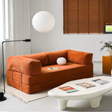 Modern Minimalist Curved Square Sofa with Stainless Steel Frame, Corduroy Upholstery, Backrest & Armrests – Perfect for Living Rooms