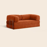 Modern Minimalist Curved Square Sofa with Stainless Steel Frame, Corduroy Upholstery, Backrest & Armrests – Perfect for Living Rooms