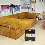 Modern Minimalist Curved Square Sofa with Stainless Steel Frame, Corduroy Upholstery, Backrest & Armrests – Perfect for Living Rooms