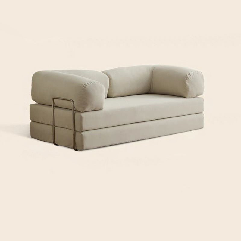 Modern Minimalist Curved Square Sofa with Stainless Steel Frame, Corduroy Upholstery, Backrest & Armrests – Perfect for Living Rooms
