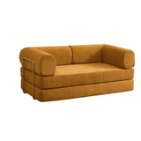 Modern Minimalist Curved Square Sofa with Stainless Steel Frame, Corduroy Upholstery, Backrest & Armrests – Perfect for Living Rooms