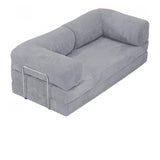 Modern Minimalist Curved Square Sofa with Stainless Steel Frame, Corduroy Upholstery, Backrest & Armrests – Perfect for Living Rooms
