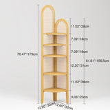 Elegant Traditional Chinese Pine Wood PE Arched Corner Shelf Unit - 5-Tier for Living Room